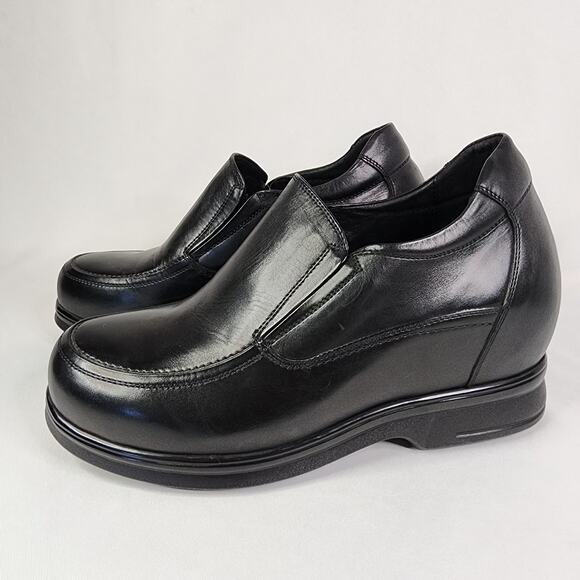 Men\'s 3 Inch Invisible Height Increasing Elevator Shoes Size 9 Black Leather NEW main image 5